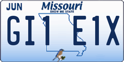 MO license plate GI1E1X