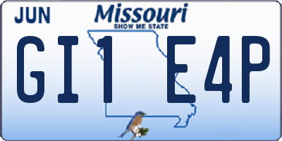 MO license plate GI1E4P