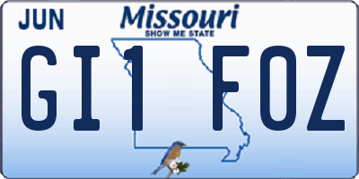 MO license plate GI1F0Z