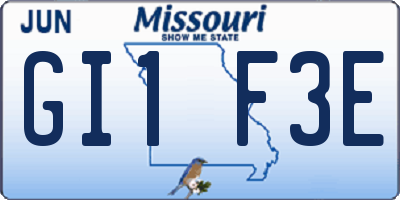 MO license plate GI1F3E