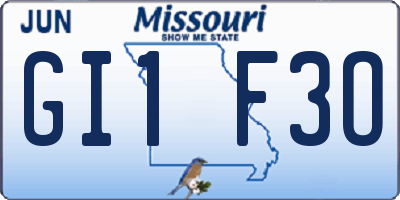 MO license plate GI1F3O