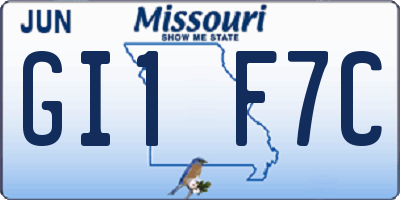 MO license plate GI1F7C