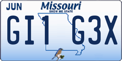 MO license plate GI1G3X