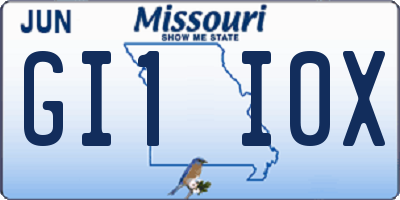 MO license plate GI1I0X
