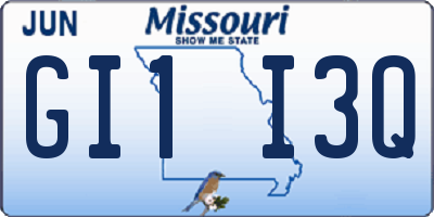 MO license plate GI1I3Q
