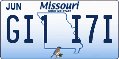 MO license plate GI1I7I