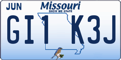 MO license plate GI1K3J