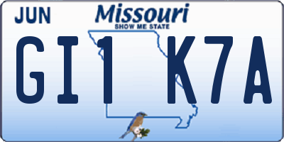 MO license plate GI1K7A