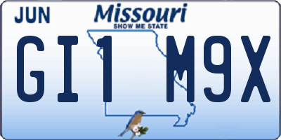 MO license plate GI1M9X