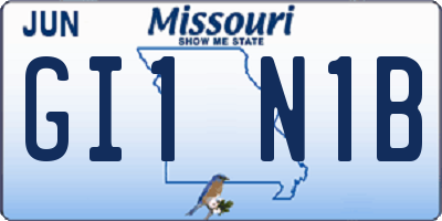 MO license plate GI1N1B
