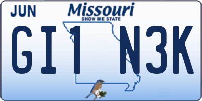 MO license plate GI1N3K