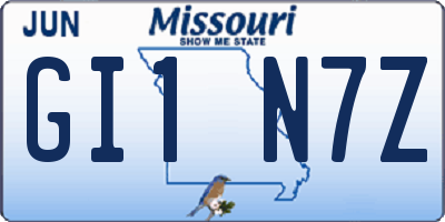 MO license plate GI1N7Z