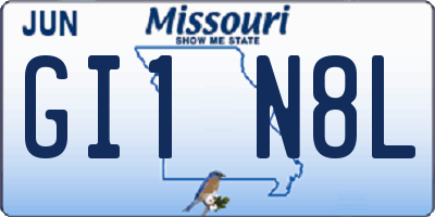 MO license plate GI1N8L