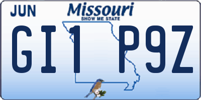 MO license plate GI1P9Z