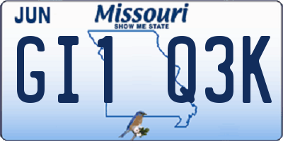MO license plate GI1Q3K