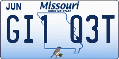 MO license plate GI1Q3T