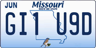 MO license plate GI1U9D