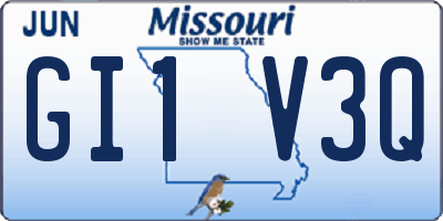 MO license plate GI1V3Q