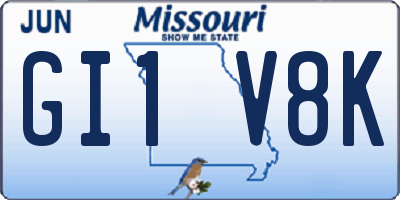 MO license plate GI1V8K