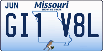 MO license plate GI1V8L