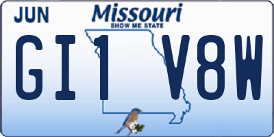 MO license plate GI1V8W