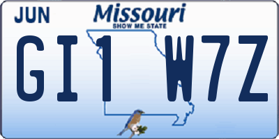 MO license plate GI1W7Z