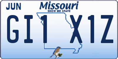 MO license plate GI1X1Z