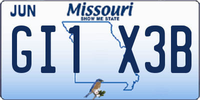 MO license plate GI1X3B