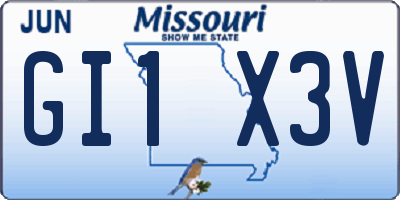 MO license plate GI1X3V