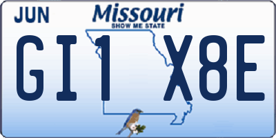 MO license plate GI1X8E