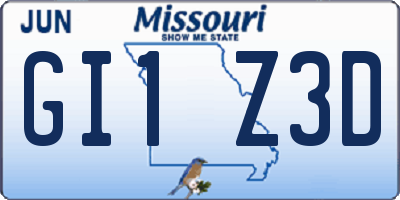 MO license plate GI1Z3D