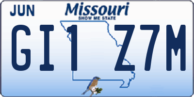 MO license plate GI1Z7M