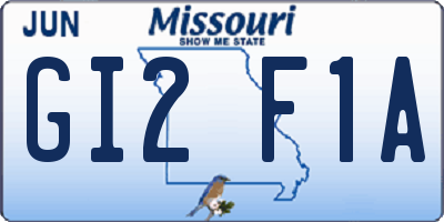MO license plate GI2F1A