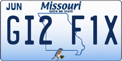 MO license plate GI2F1X
