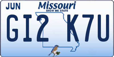 MO license plate GI2K7U