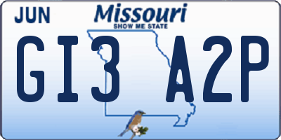 MO license plate GI3A2P