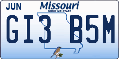 MO license plate GI3B5M