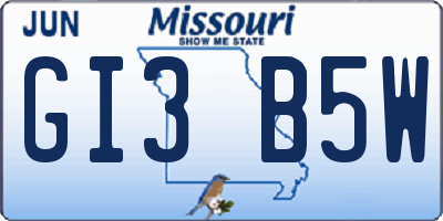 MO license plate GI3B5W