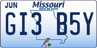 MO license plate GI3B5Y