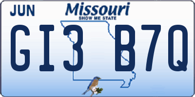 MO license plate GI3B7Q
