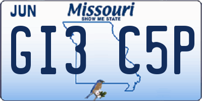 MO license plate GI3C5P