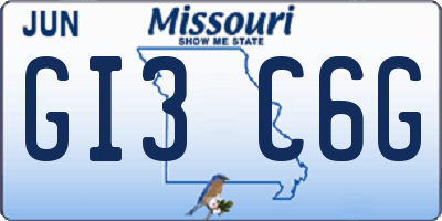 MO license plate GI3C6G