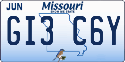 MO license plate GI3C6Y