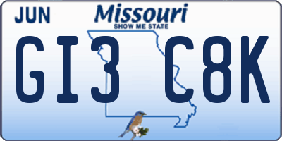 MO license plate GI3C8K