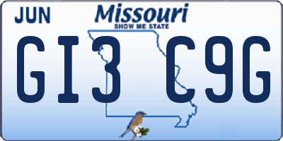 MO license plate GI3C9G