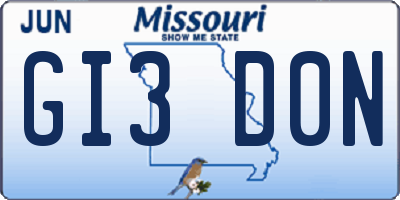 MO license plate GI3D0N