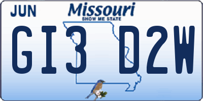 MO license plate GI3D2W