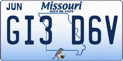 MO license plate GI3D6V