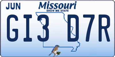 MO license plate GI3D7R