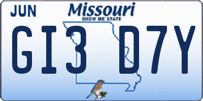 MO license plate GI3D7Y